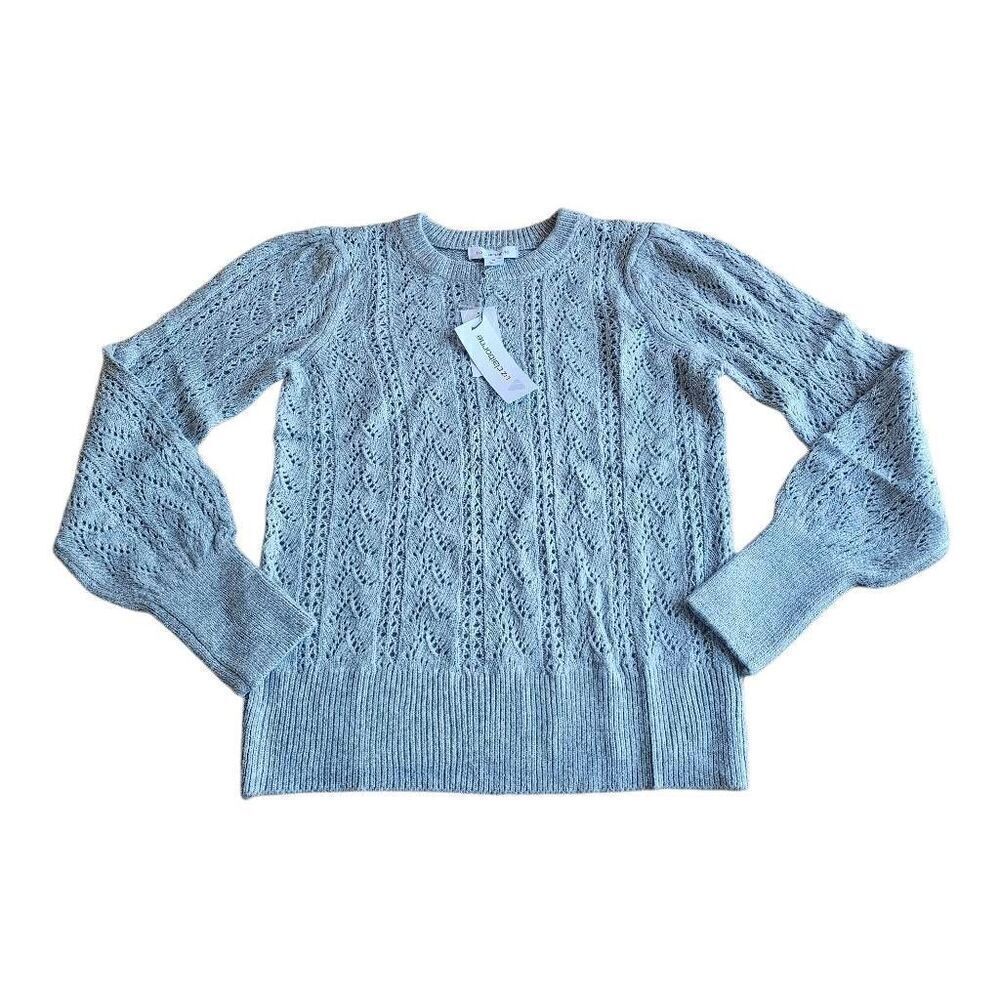 Liz claiborne womens Sz M gray knited semi balloon sleeves sweater